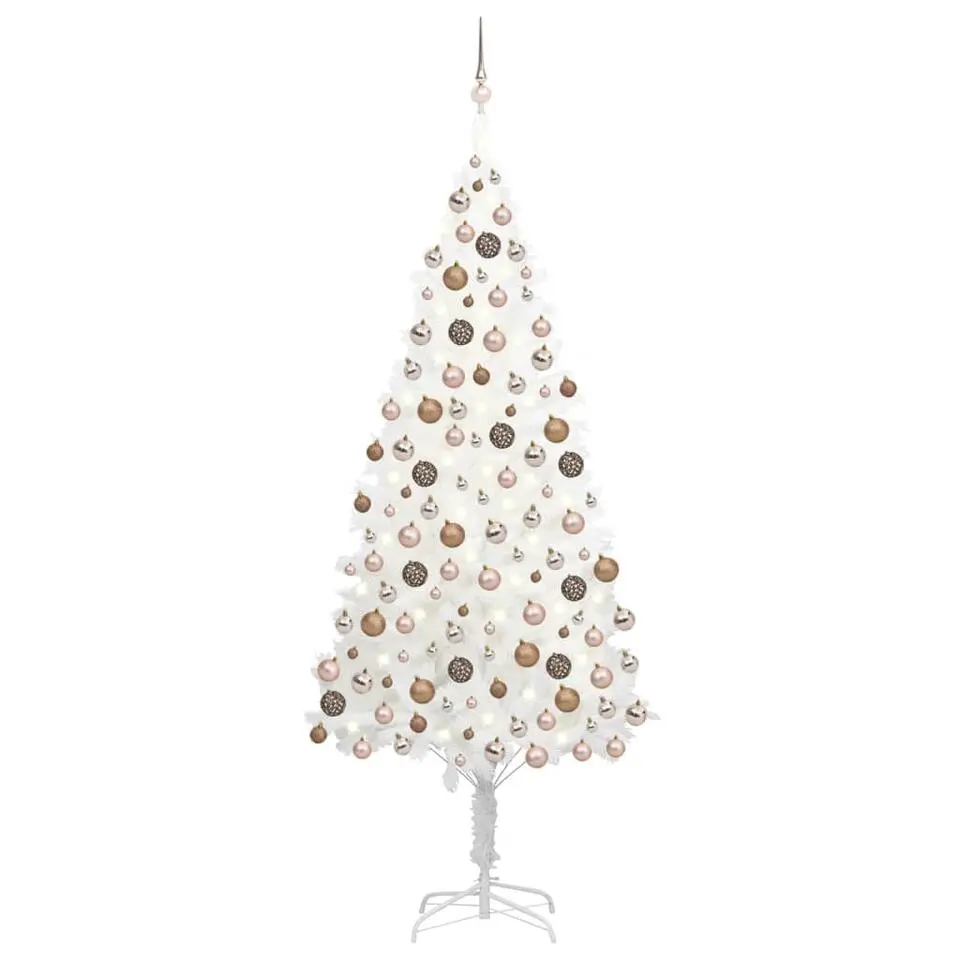 vidaXL Kunstkerstboom met verlichting en kerstballen 240 cm wit