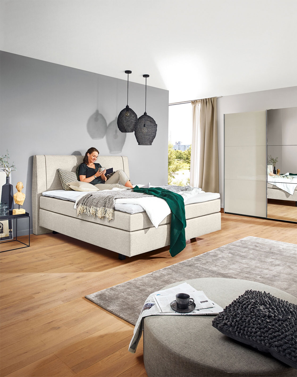 Ole Gunderson Boxspringbett FENSON KOPENHAGEN 180 x 200 cm beige