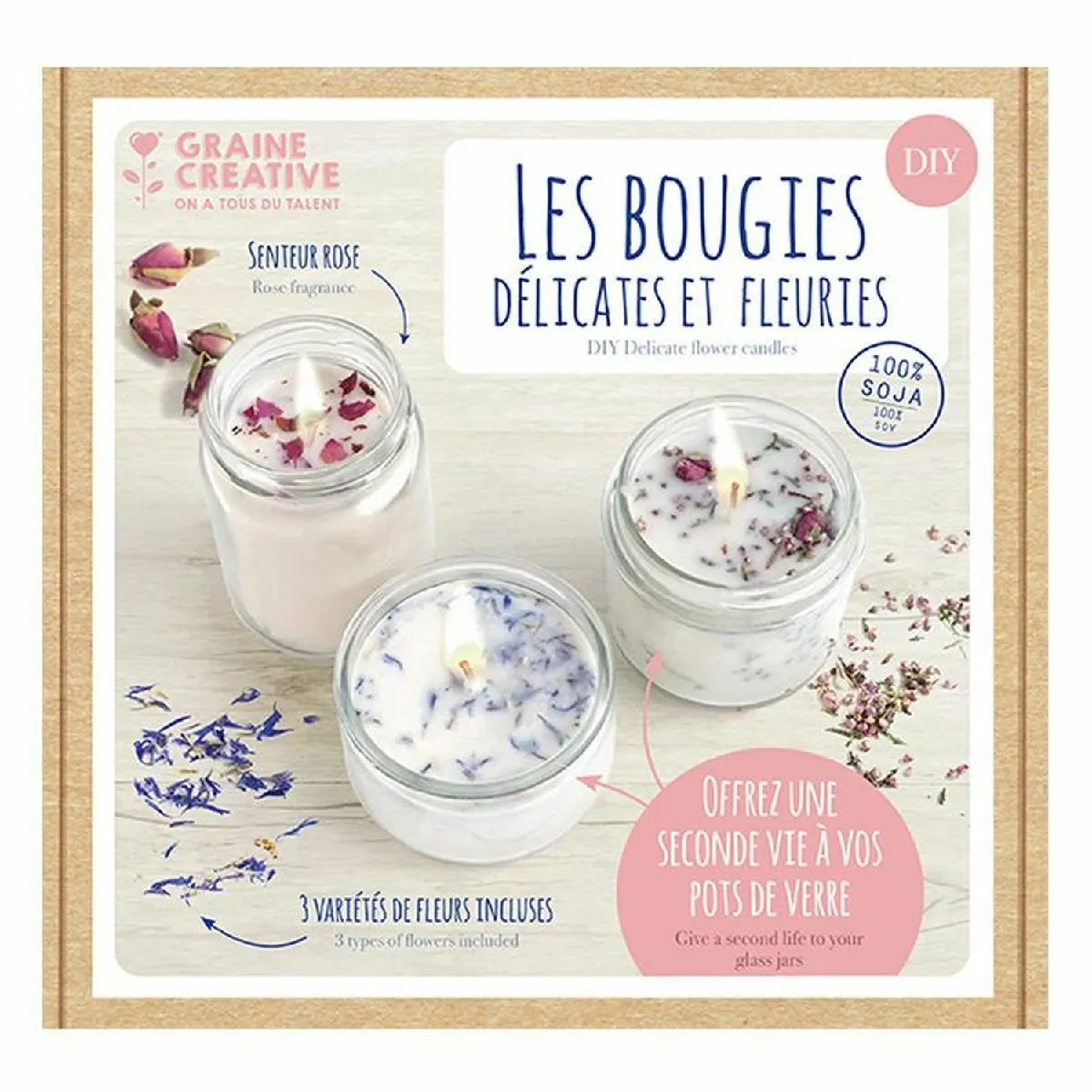 Graines Créatives 2 Coffrets DIY Bougies Fleuries
