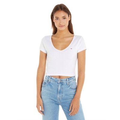 Tee-shirt à manches courtes femme Tjw Bby Crp Essential Rib V TOMMY HILFIGER