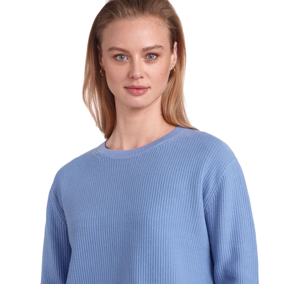 Jonas Nielsen Damen Pullover mit Rippstruktur hellblau