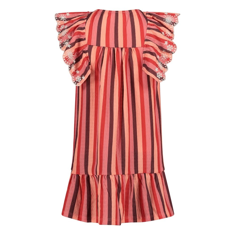Jubel Jubel jurk streep seersucker - Salsa Sunset zalm