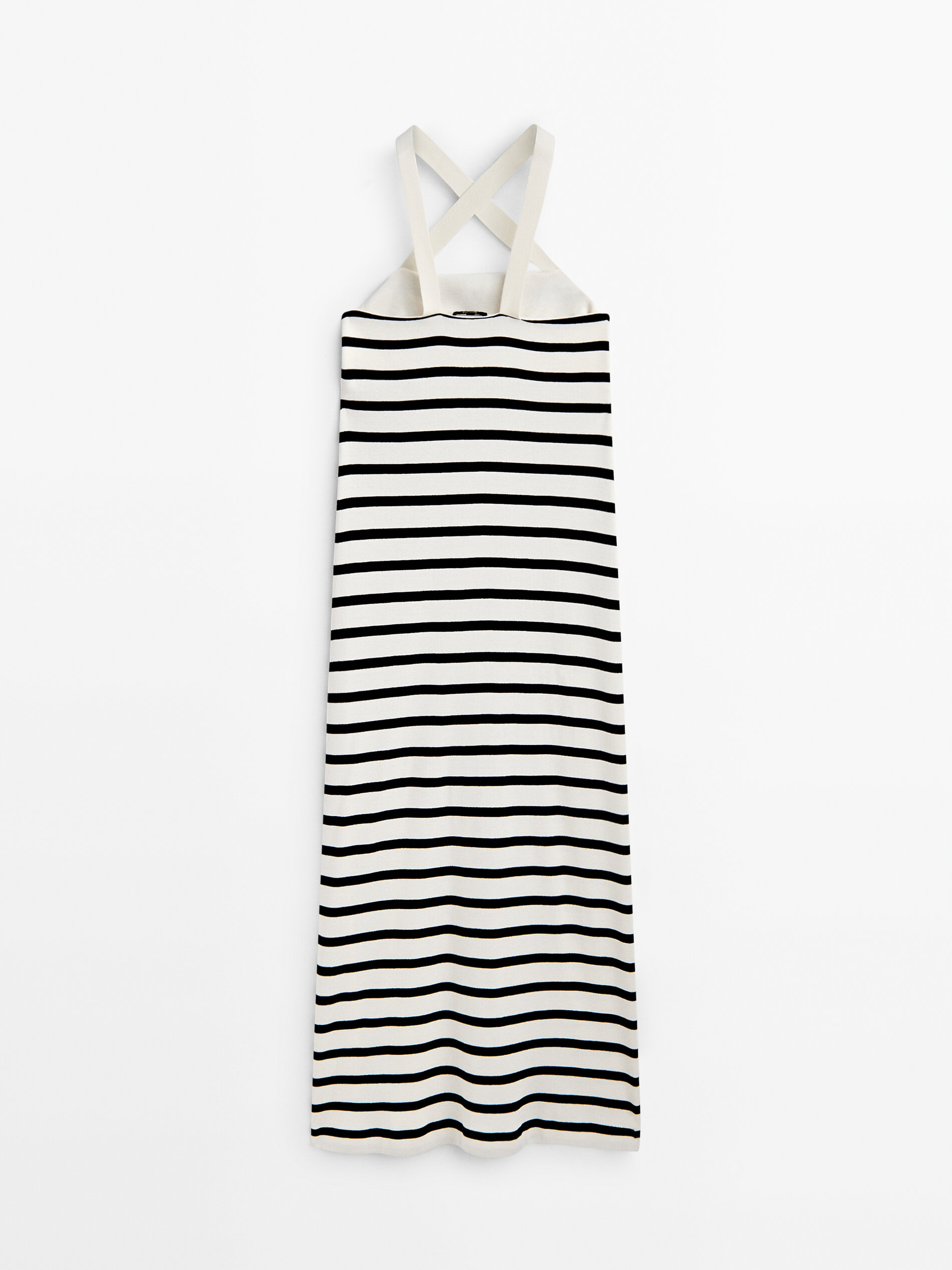 Vestido rayas tirantes cruzados - CRUDO
