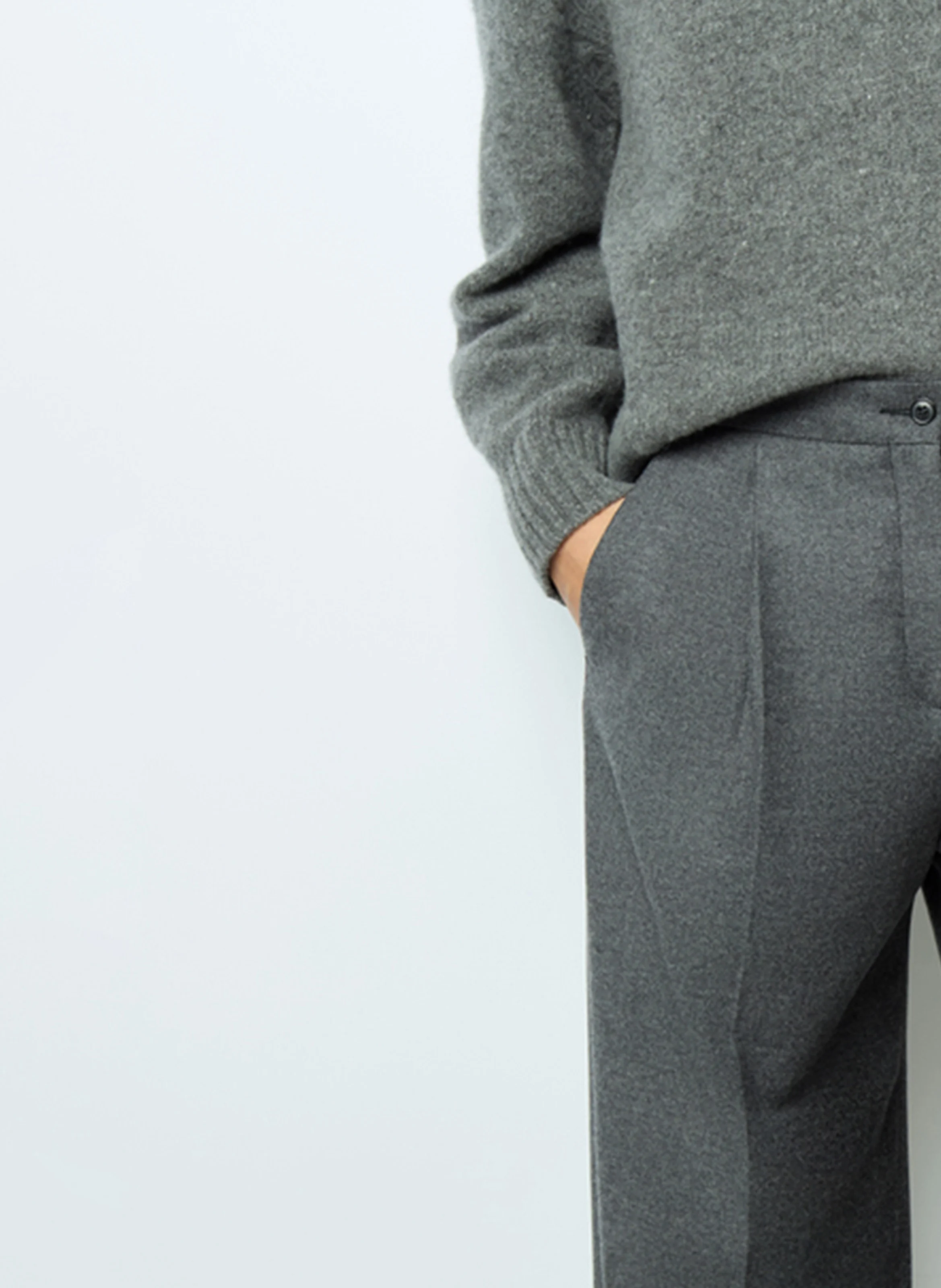 NIA - Pantalon évasé en laine mélangée | Gris