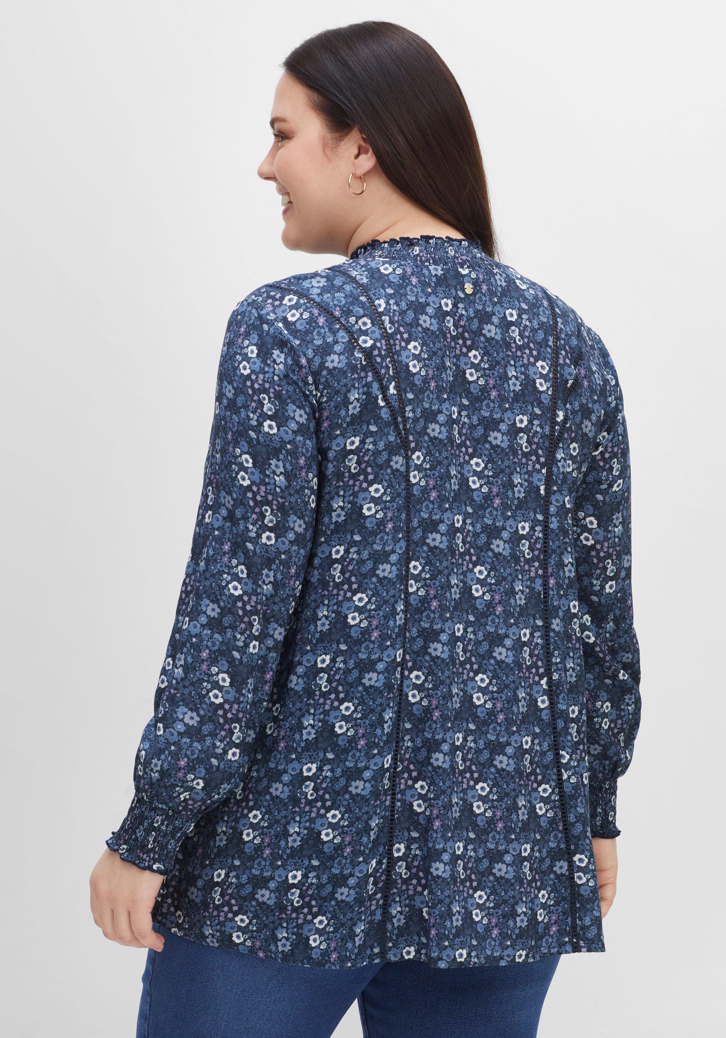 Tunika mit Blumenprint und Smok-Details
