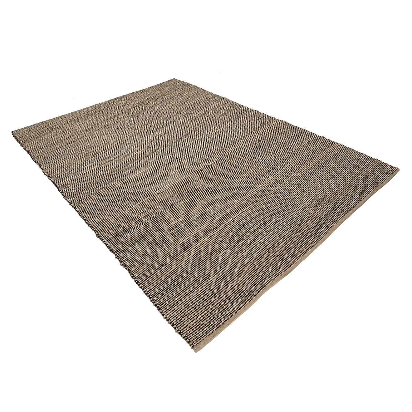 Macabane Tapis en Jute & Coton Quentin sable/noir - 230x160 cm