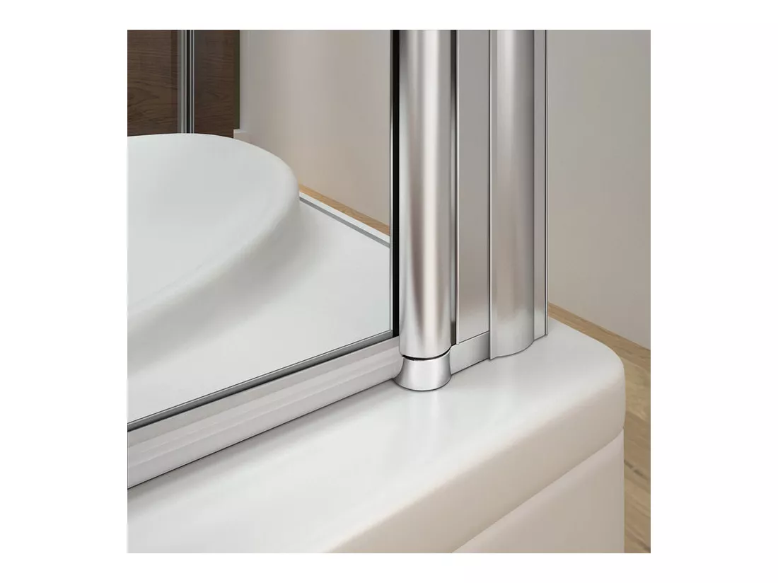 Pare-baignoire pivotant et pliant 90x140cm avec paroi fixe 70x140cm, paroi de baignoire en 6mm verre de sécurité