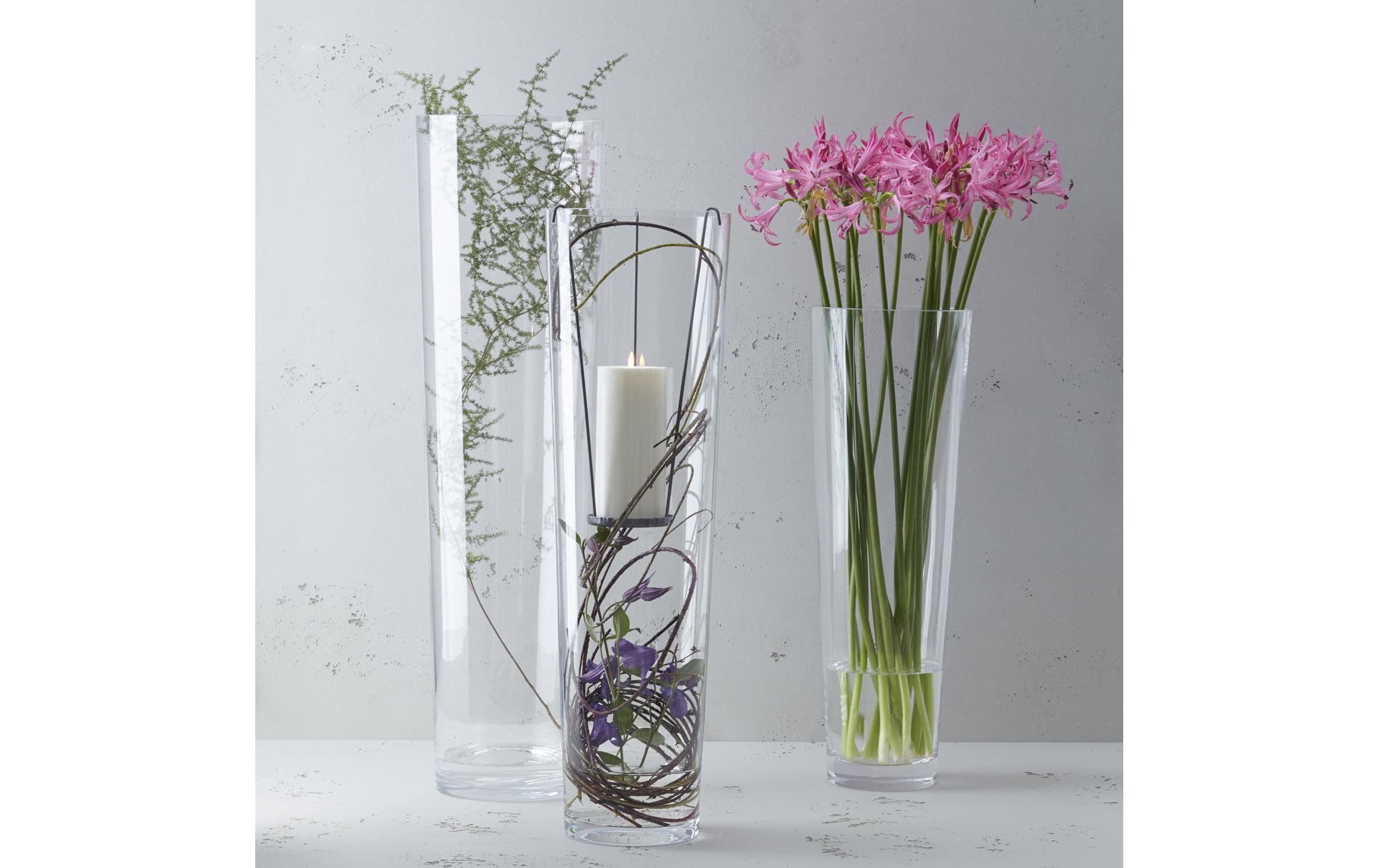 Vase 50 cm TransparentVase aus Glas, Transparent
