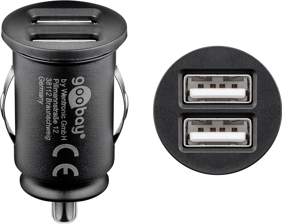 (24W) Dual USB A Auto KFZ Ladegerät Schnellladegerät für Zigarettenanzünder (71897) - Schwarz