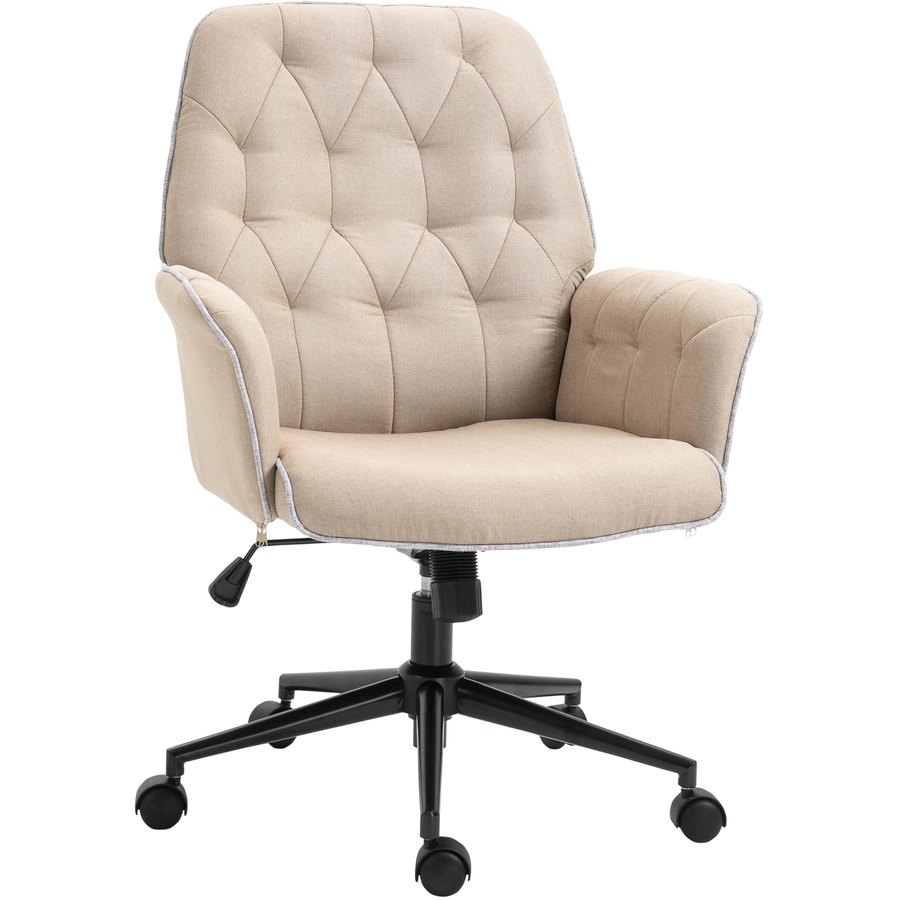 HOMCOM Bürostuhl mit Wippfunktion, aus Webstoff und Polyester, gemütlich beige