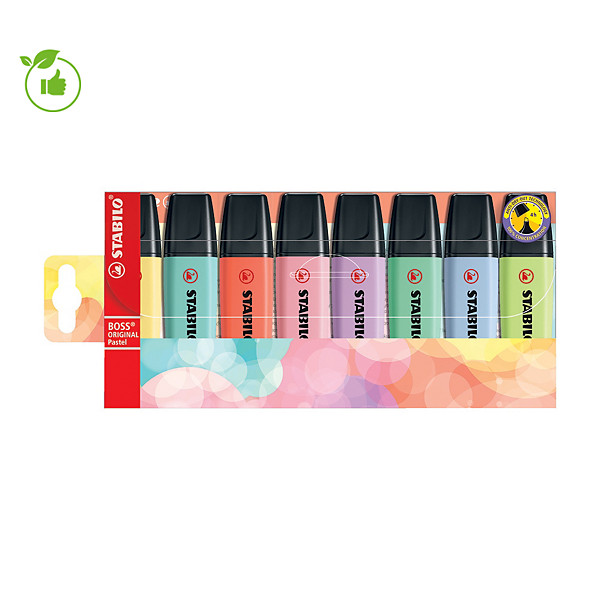 Surligneurs Stabilo Boss pastel, pochette de 8