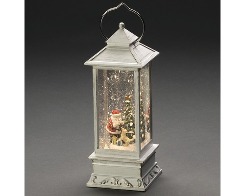 Konstsmide LED lantaarn, op batterijen, Kerstman met hond, H 27,5 cm, warm wit, incl. timerfunctie