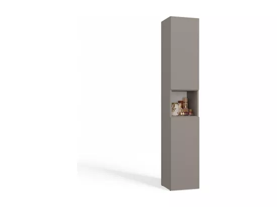 LUANA - Meuble salle de bain 2 portes - 31x30x174 cm - Colonne rangement SDB - Gris