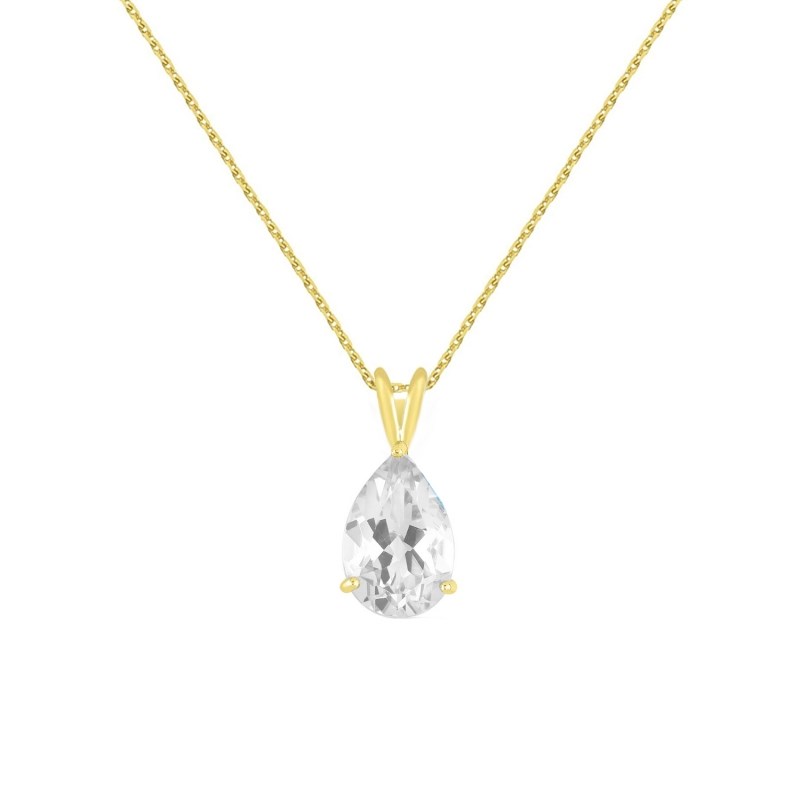 Collier - Pendentif Or Jaune Zirconium Goutte - Femme
