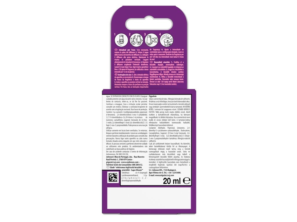 AMBIENTADOR ELÉCTRICO RECARGA GLADE SUPER BLOOM 20ML