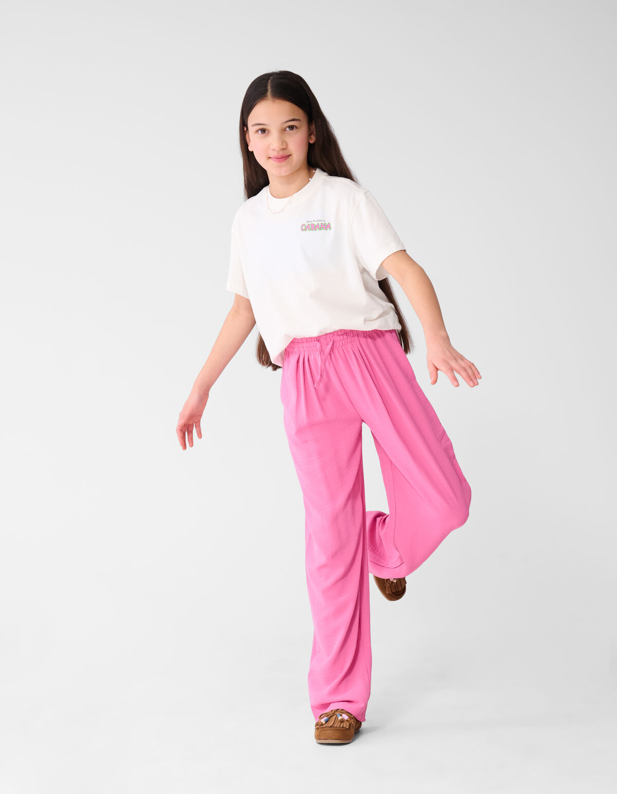 Twist Wide Leg Broek Lichtroze