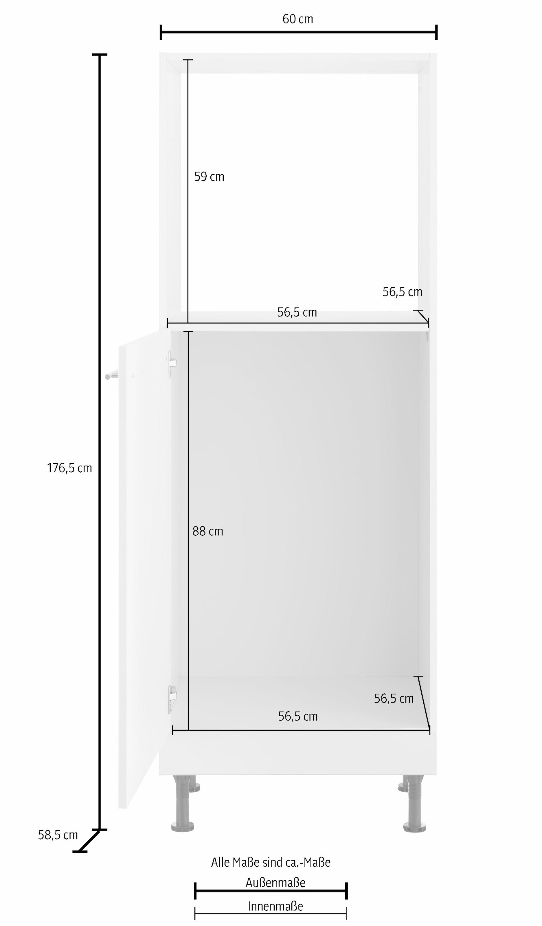 OPTIFIT Backofenumbauschrank »Bern« 60 cm breit, 176 cm hoch, höhenverstellbare Stellfüsse, mit Metallgriff