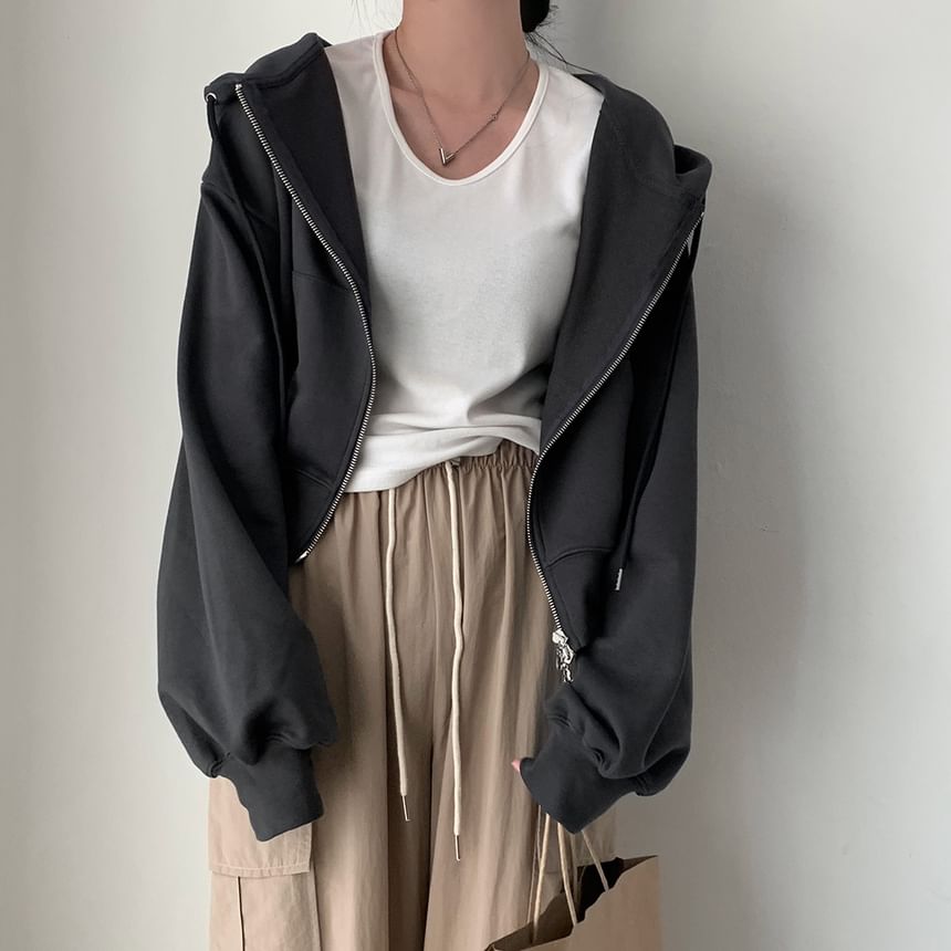 Coris - Effen cropped hoodie met rits