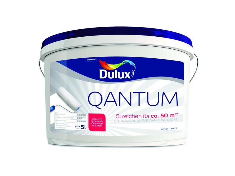 Dulux Wand- und Deckenfarbe Quantum Matt, Reinweiss, 5 L Schlussanstrich für Wände und Decken im Innenbereich