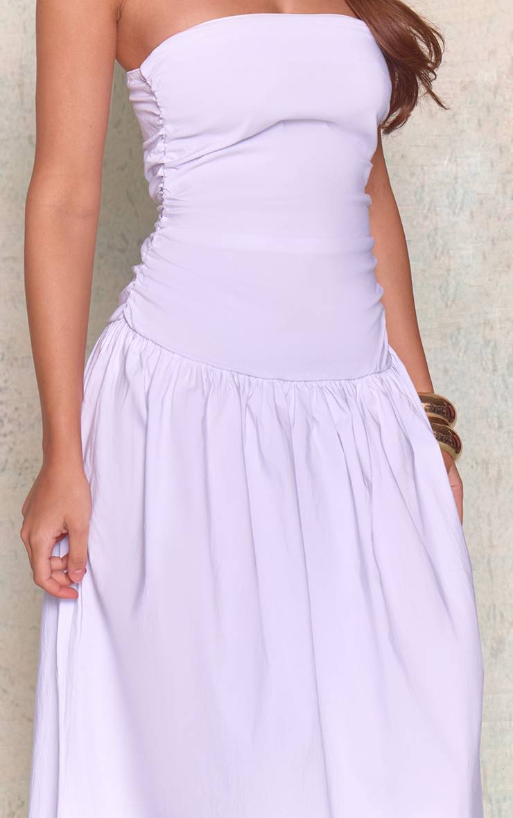 Blanc Robe Maxi Bandeau Froncée En Tissu Extensible Tissé