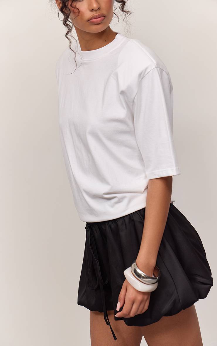 Noir Short Bouffant Tissé À Cordon De Serrage