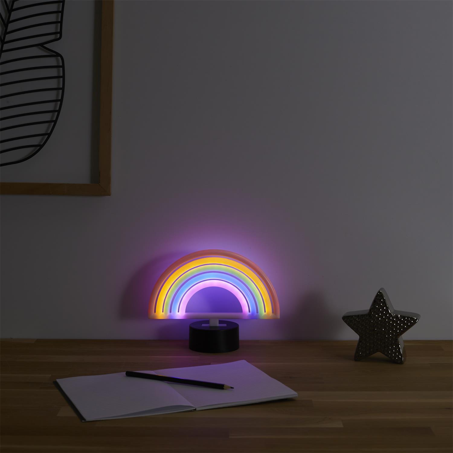 LAMPE LED EFFET NEON ARC EN CIEL PILES