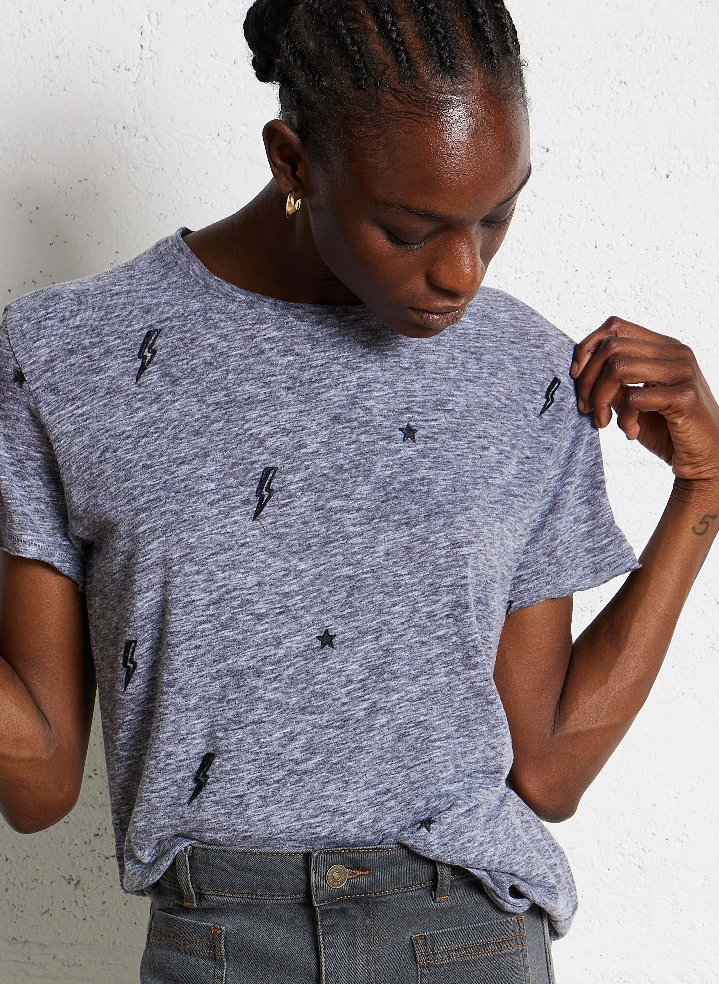 EDEN - Tee-shirt col rond en coton mélangé | Gris