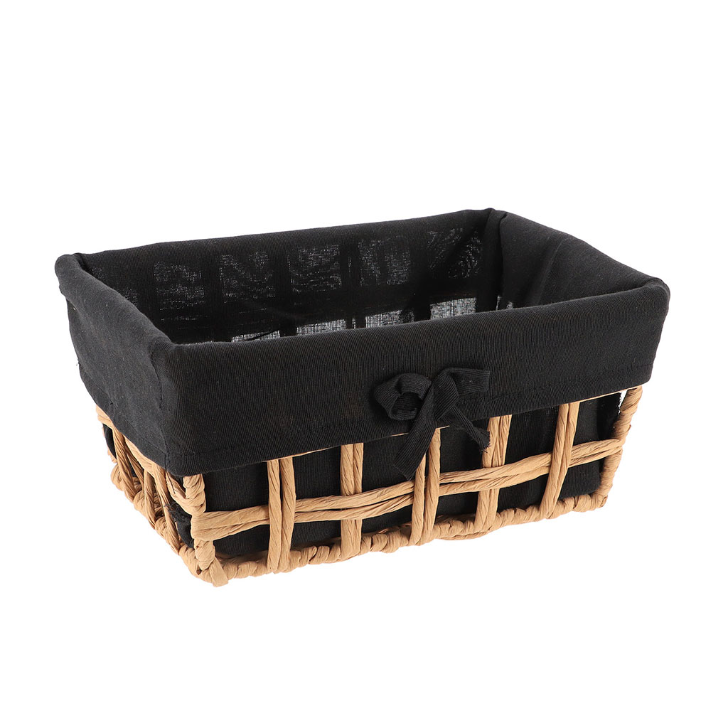 Panier ajourée rectangulaire lin noir 28x13x20cm