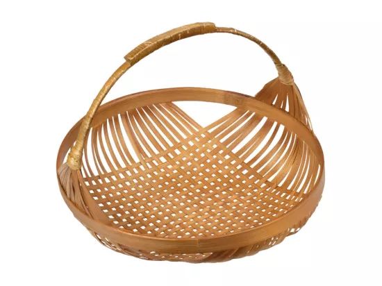 Corbeille / Panier rond D. 35 cm avec tressage en bambou - GIDEON