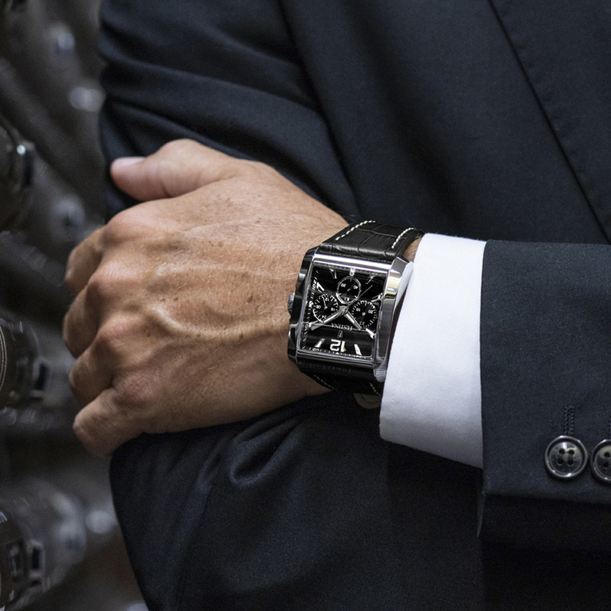Montre FESTINA Timeless homme chronographe acier bracelet cuir noir