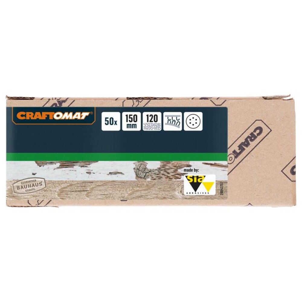 SLIPEPAPIR CRAFTOMAT Ø150 K120 50STK