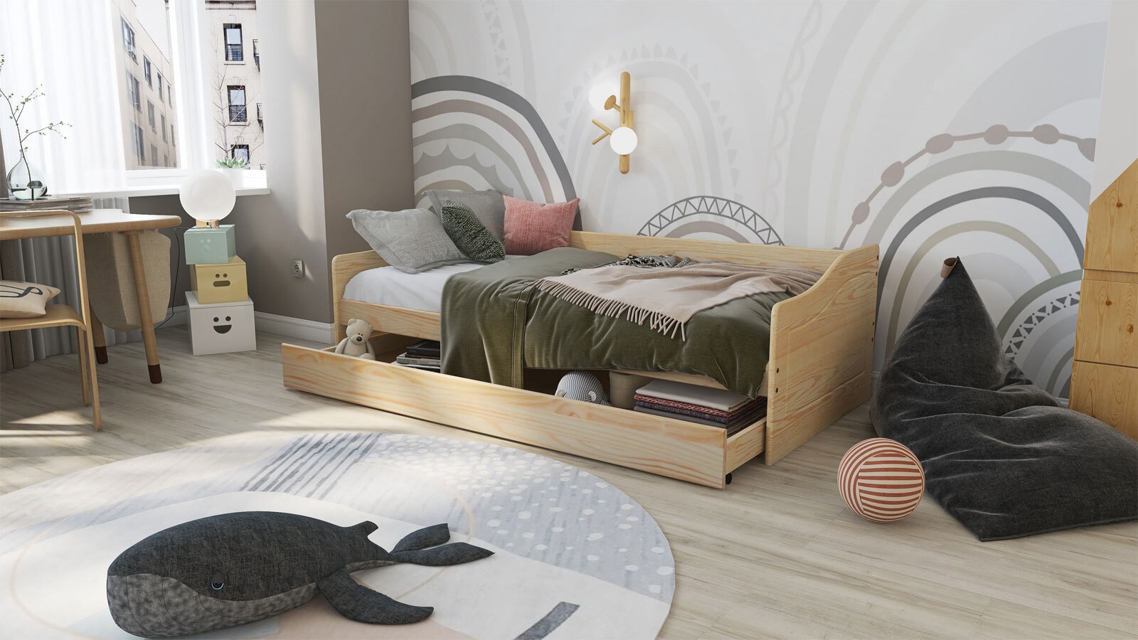 Stauraum-/Funktionsbett DAN 90 x 200 cm braun