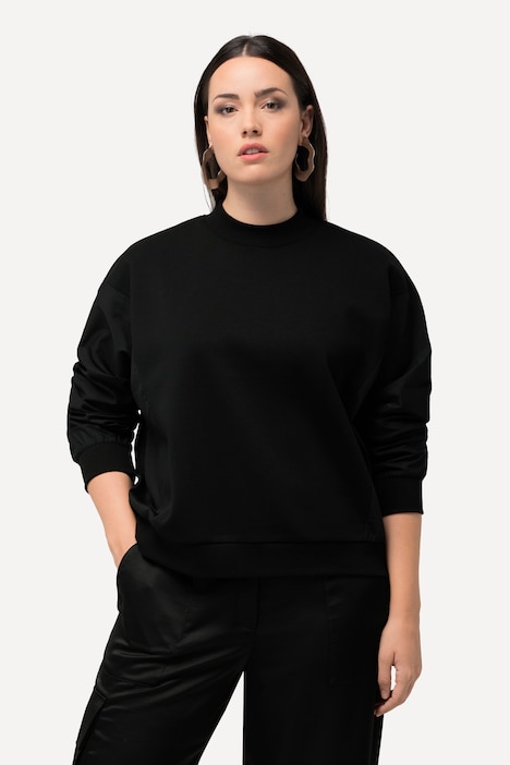 Sweatshirt, Popeline-Einsatz, Rundhals, Fledermaus-Langarm