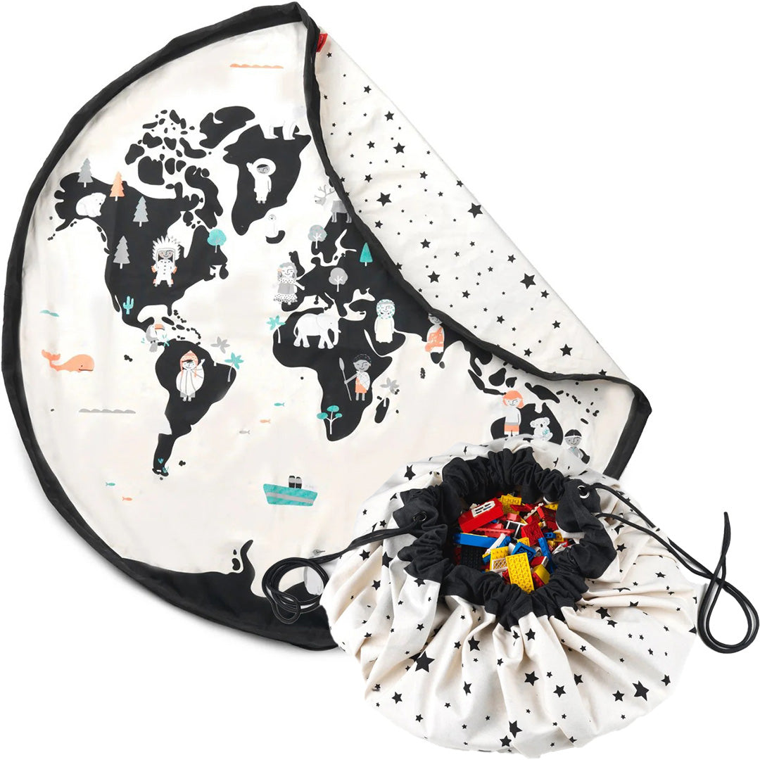 play&go speelkleed en opbergzak noomad - worldmap - stars
