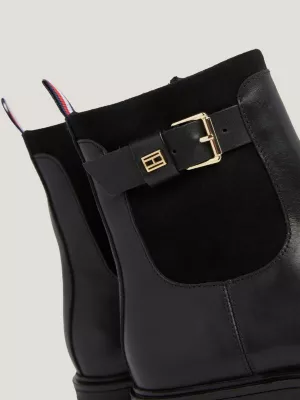 Botas de tornozelo essenciais com fivela de couro