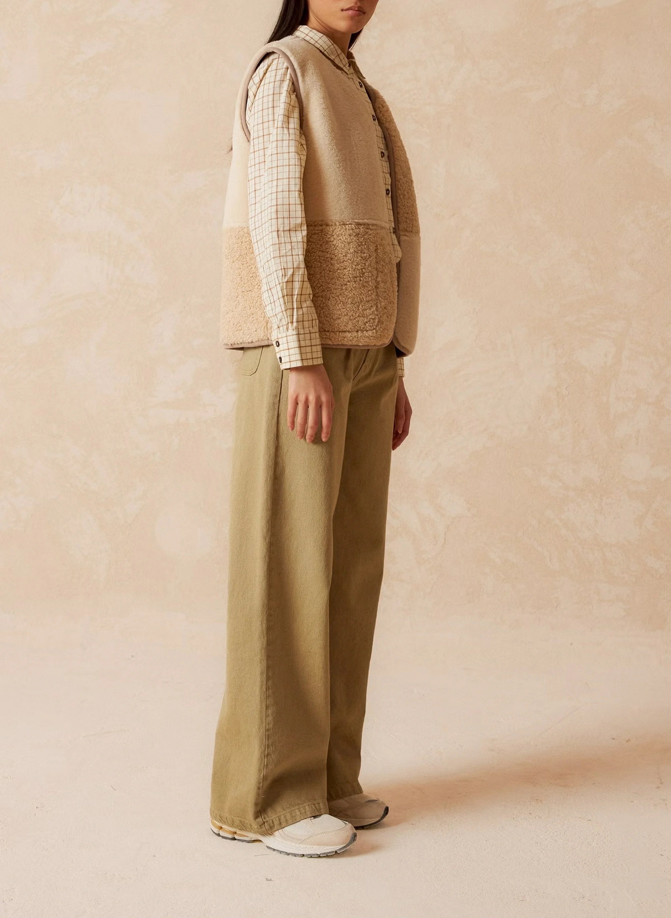 Veste col rond en sherpa | Blanc