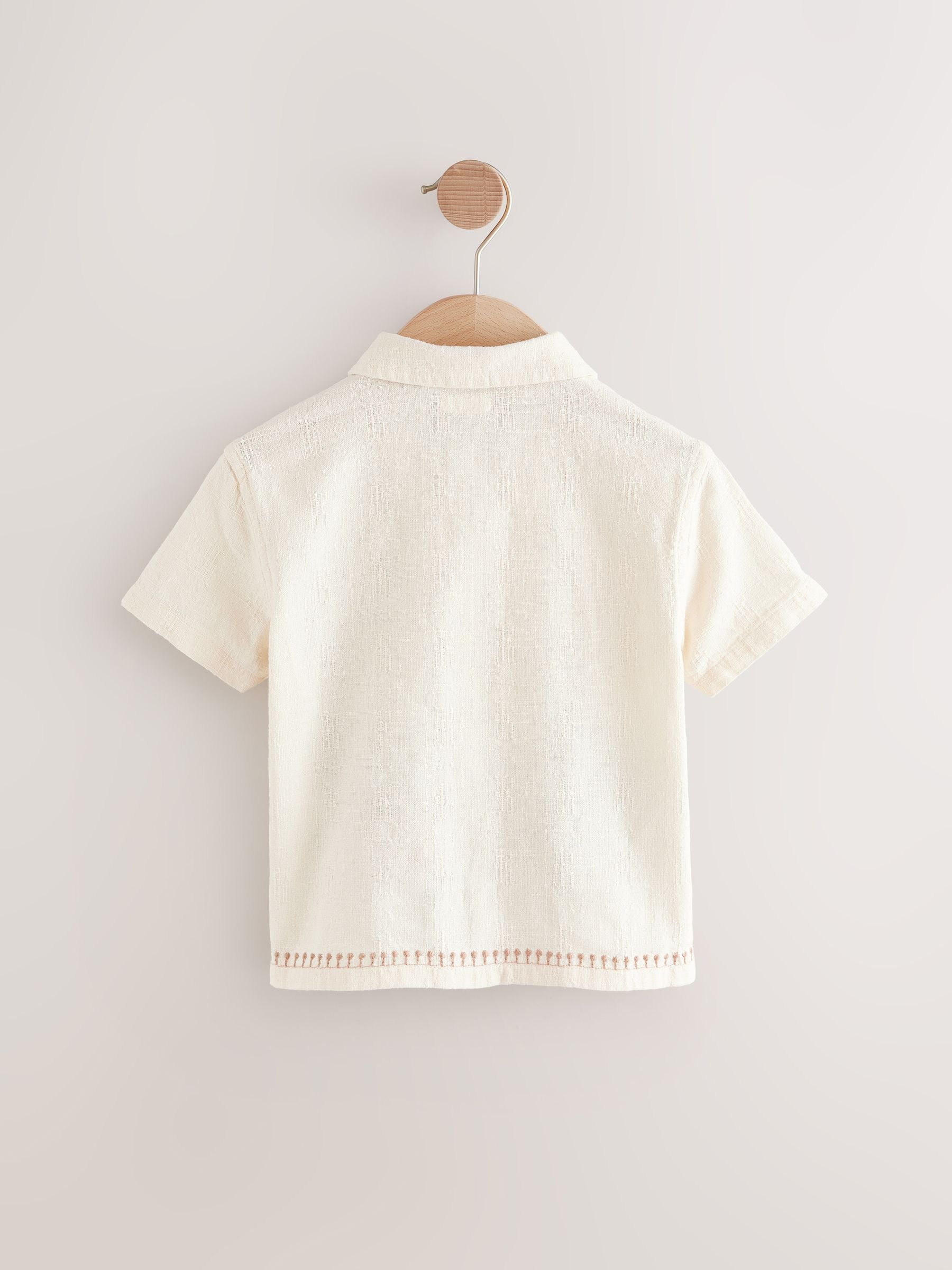 Ecru wit - Geborduurd shirt met korte mouwen van 100% katoen (3 mnd - 7 jr)