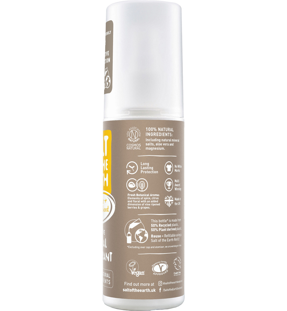 Salt Of The Earth Natural Deodorant Spray, Amber & Sandalwood (100 ml)