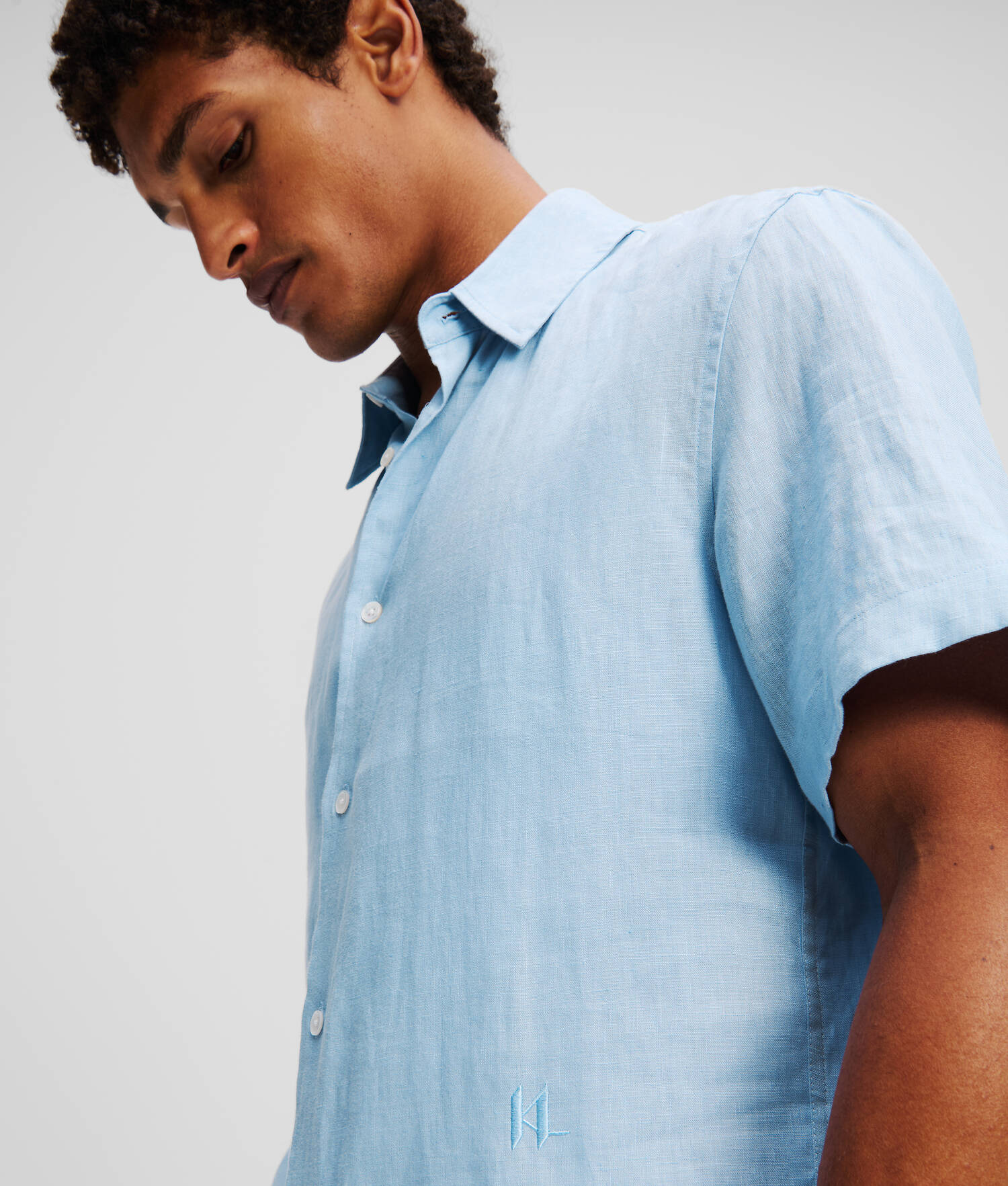 CHEMISE À MANCHES COURTES KL MONOGRAM - Chambray doux