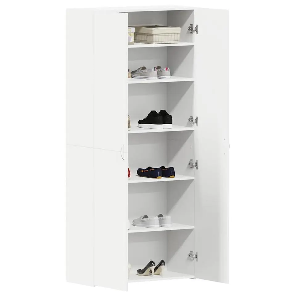 vidaXL - Hoge Schoenenkast met 6 planken 12 paar - Wit - 80x35,5x180 cm