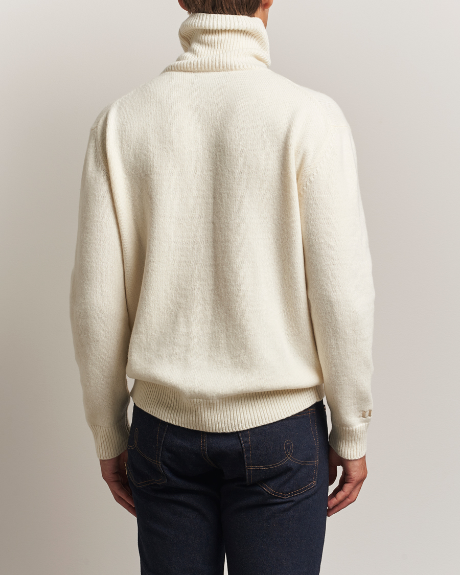 Baracuta Flag Logo Wool Turtleneck Antique White