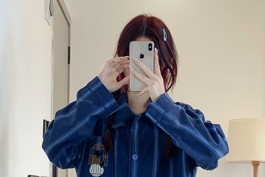 GOUB - Pyjamaset: gestreepte top met lange mouwen + broek