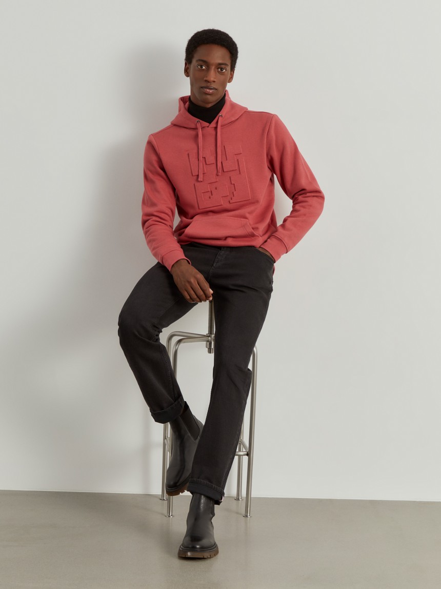 Sweatshirt com capuz mistura de algodão