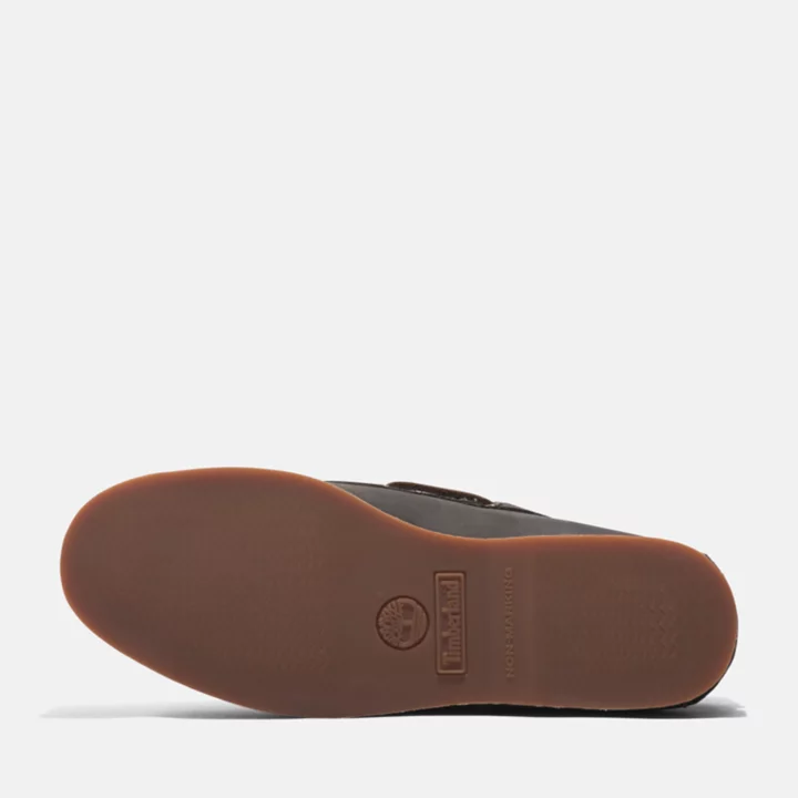 Chaussures bateau classique en cuir pour homme en gris moyen