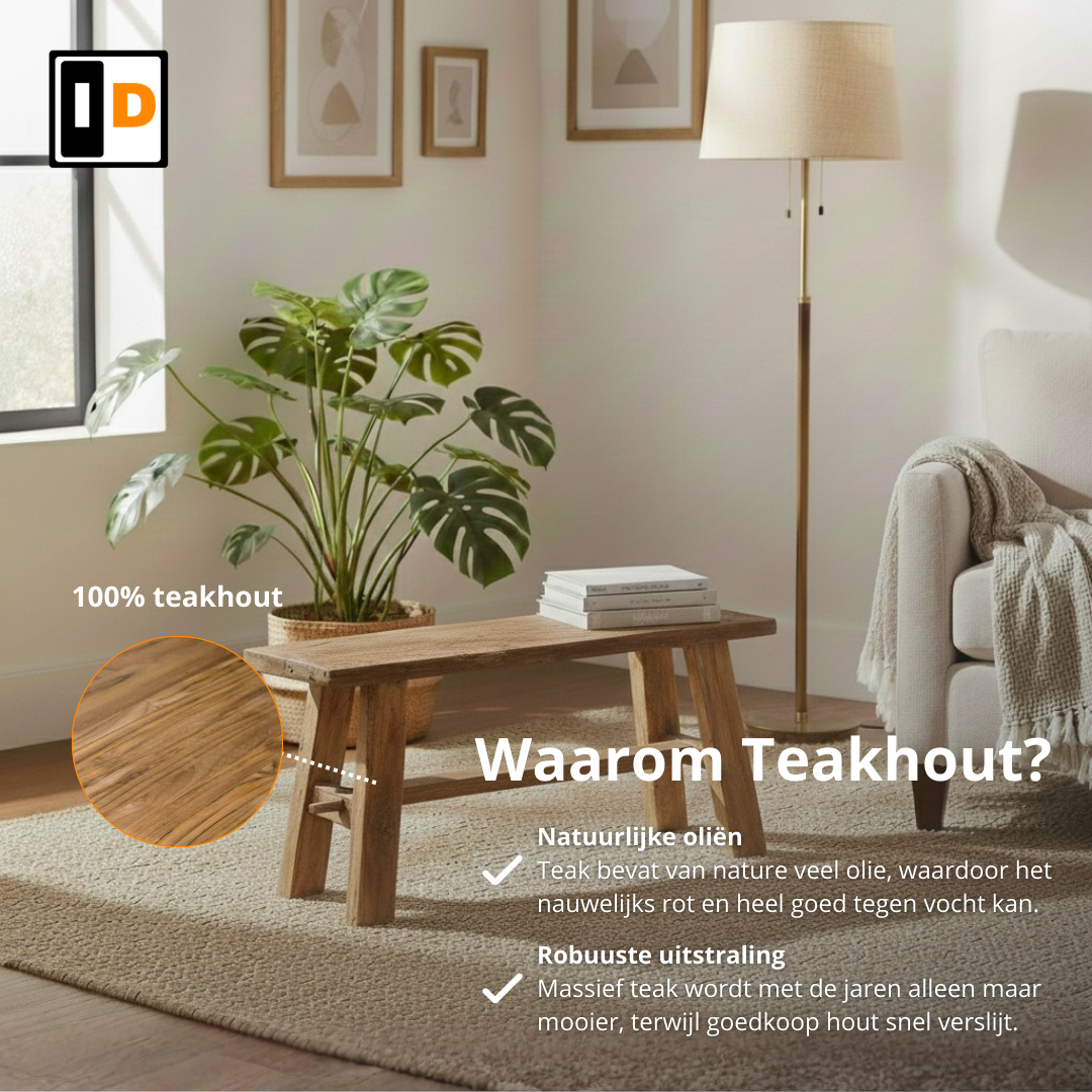 Teakhouten Krukje 60cm - Naturel