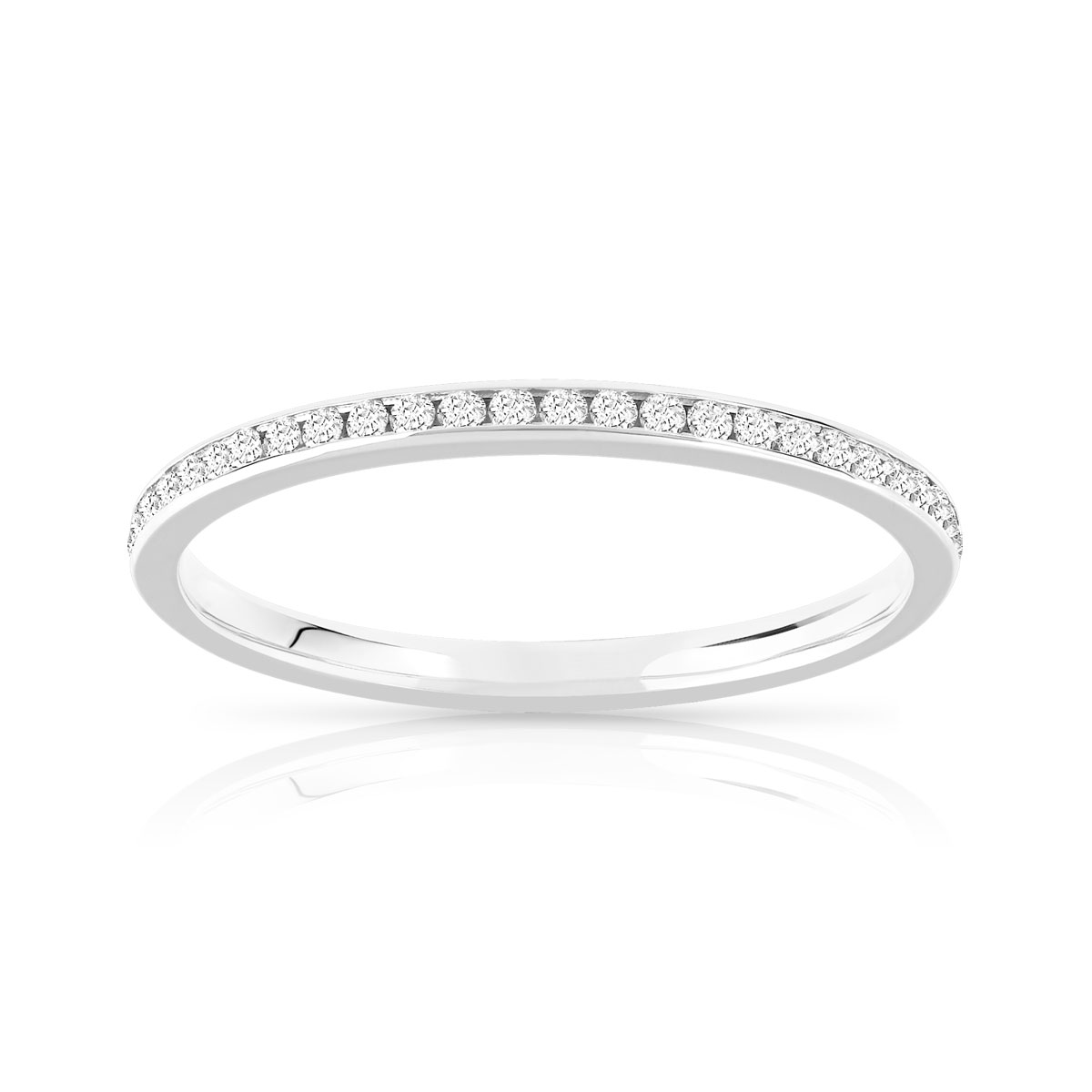 Alliance or 750 blanc demi-tour diamants synthétiques 0,15 carat