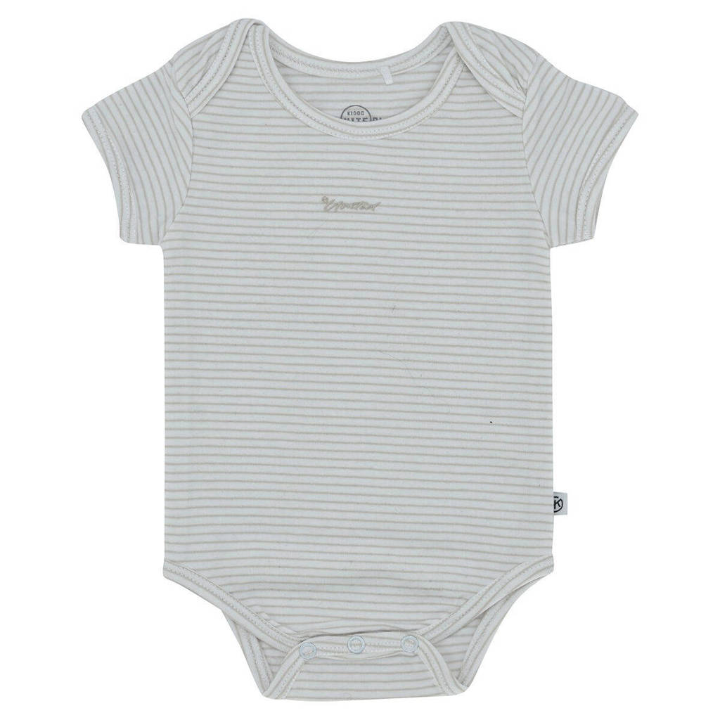 Born by Kiddo United gestreepte newborn romper zand