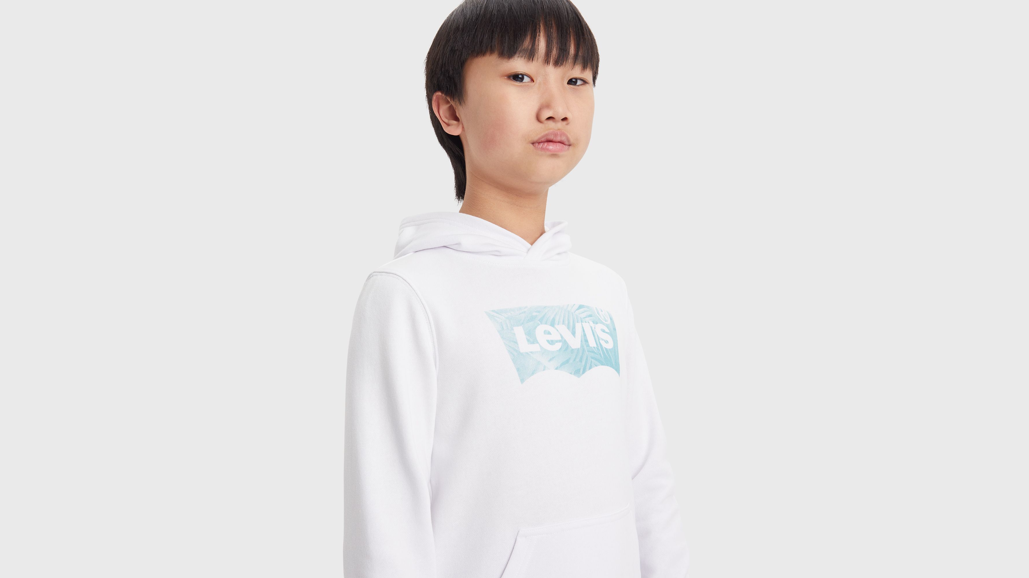 Ado sweat à capuche Palm Batwing - Bright White - Blanc