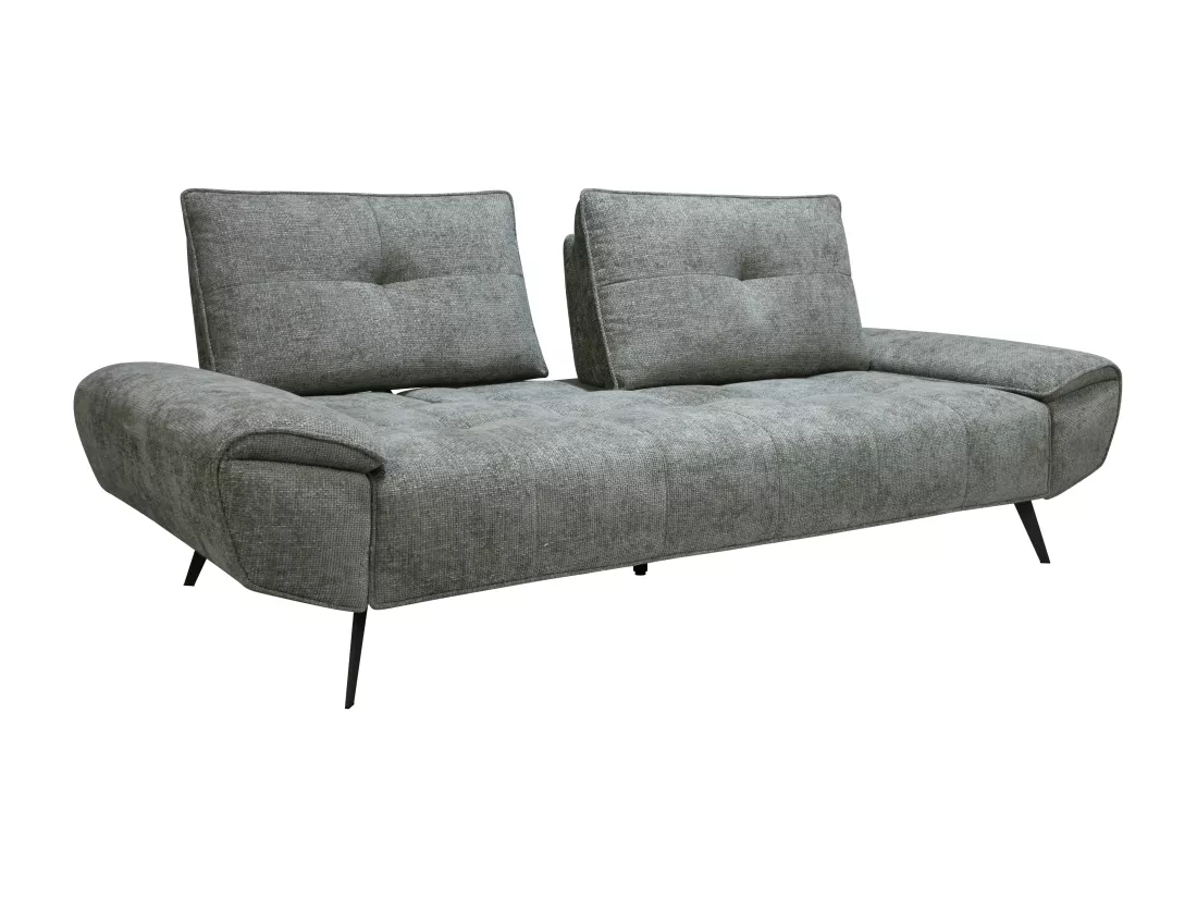 Canapé 3 places en tissu texturé gris avec dossier avance-recule KELOPA