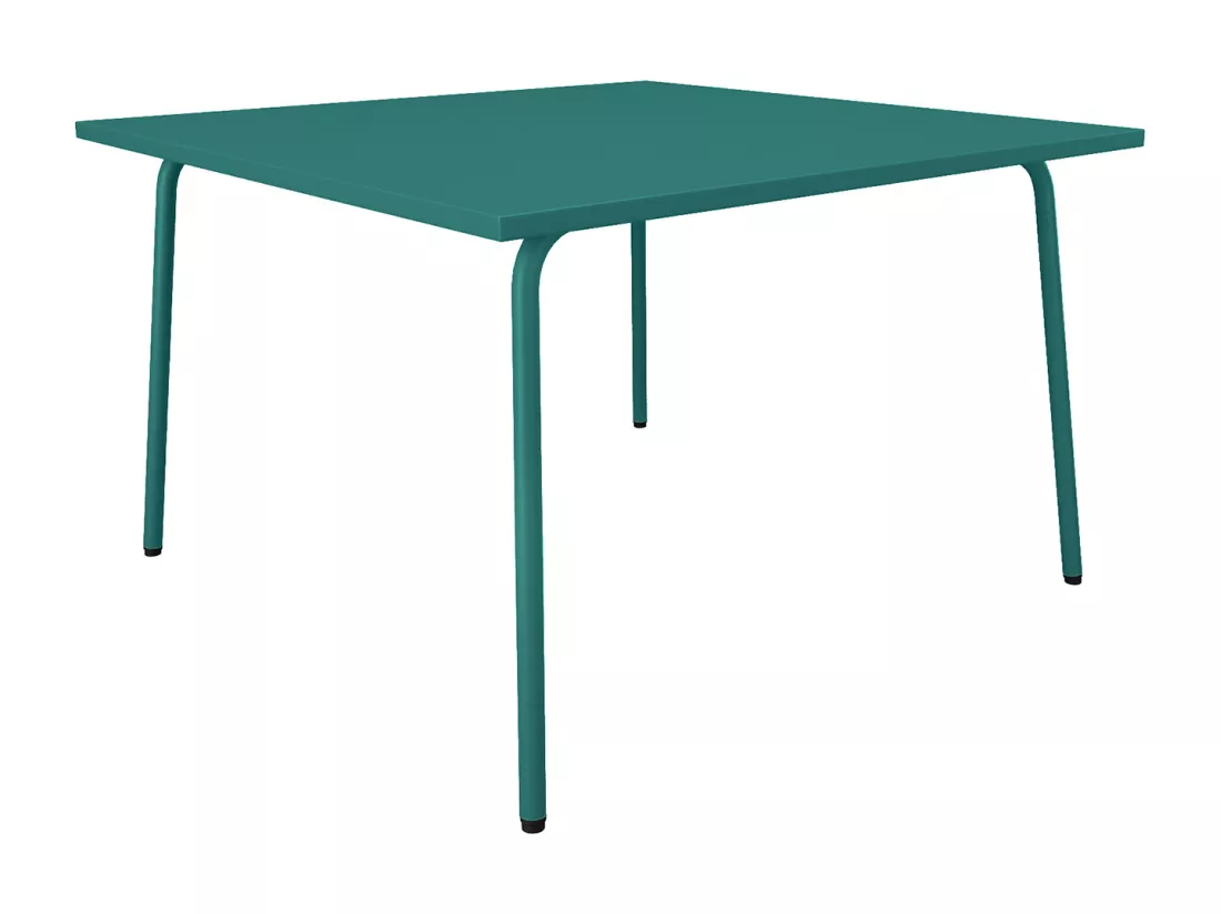 Salle à manger de jardin en métal - une table L.120 cm et 8 fauteuils empilables - Bleu canard - MIRMANDE de MYLIA